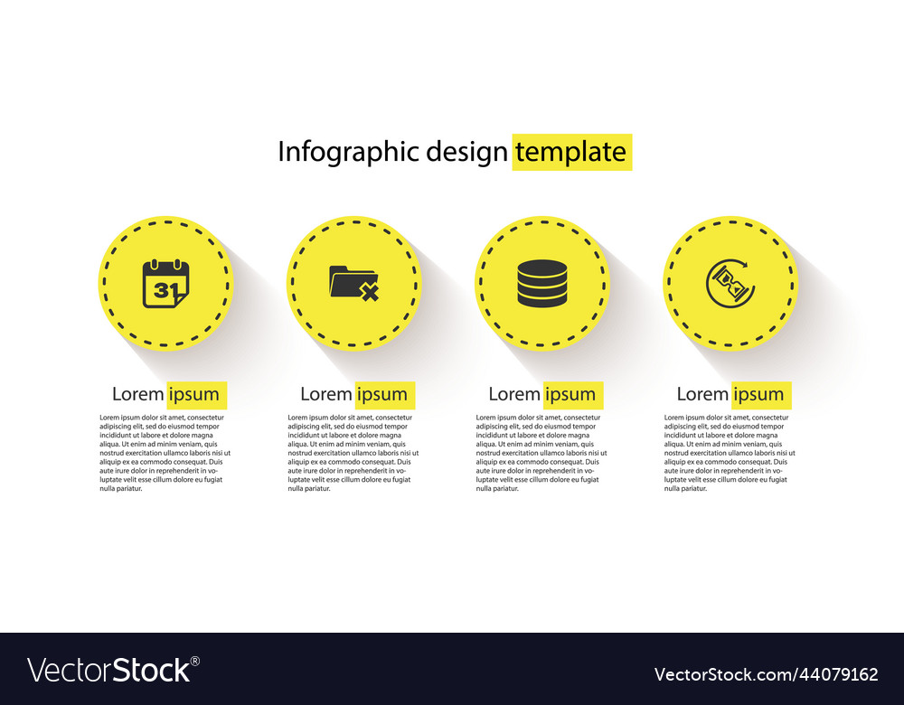 Set calendar delete folder database and waiting vector image Set calendar delete folder database and waiting
