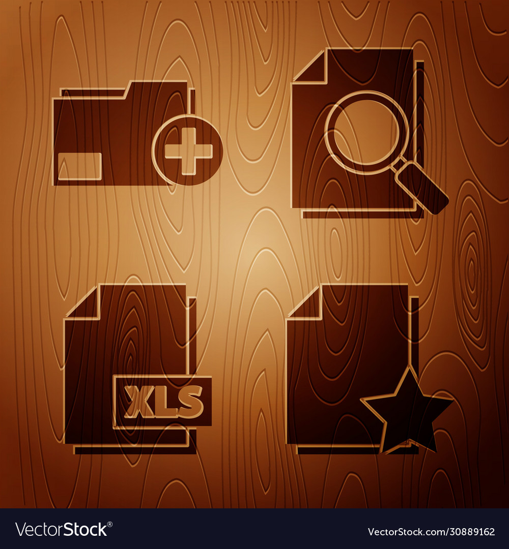 Set document with star add new folder xls file vector image Set document with star add new folder xls file
