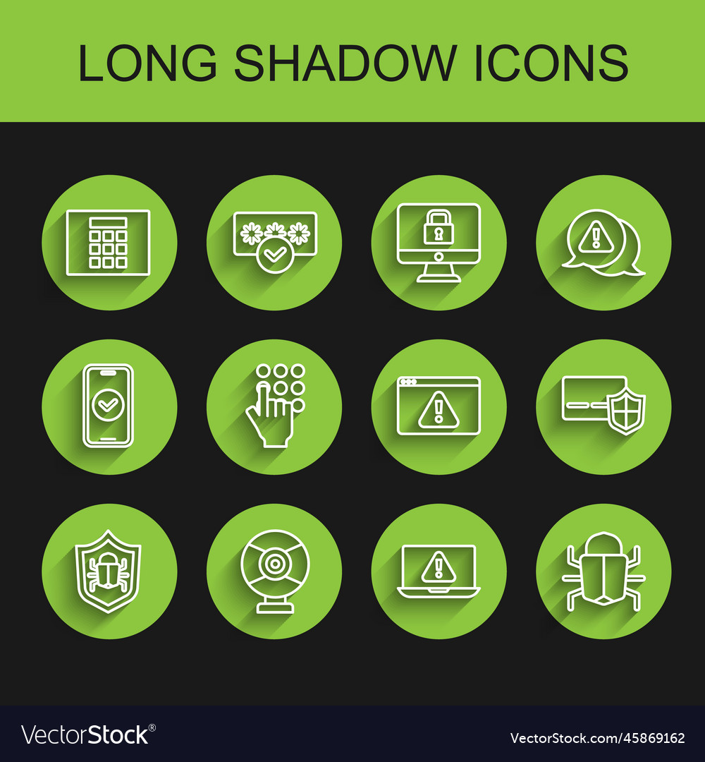 Set line system bug security camera password vector image Set line system bug security camera password