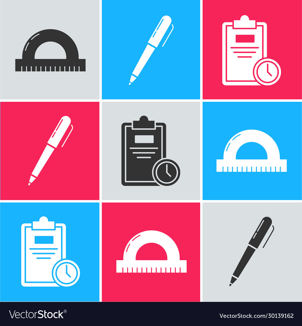 Set protractor grid for measuring degrees pen vector image Set protractor grid for measuring degrees pen