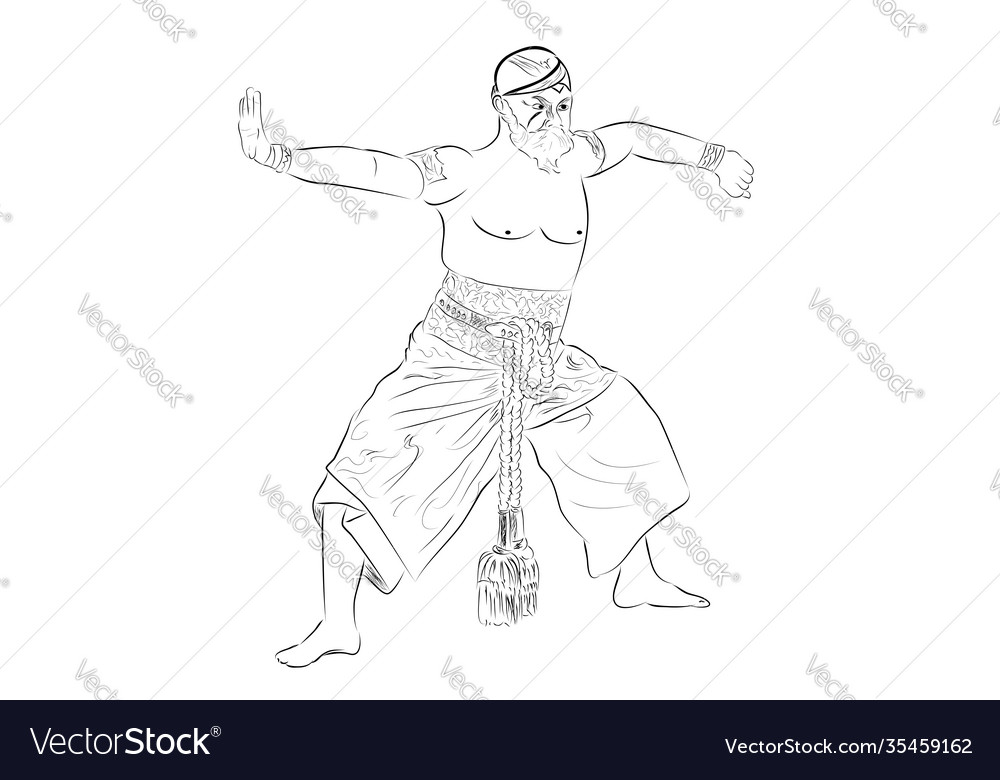 Simple hand draw sketch and black outline reog Vector Image