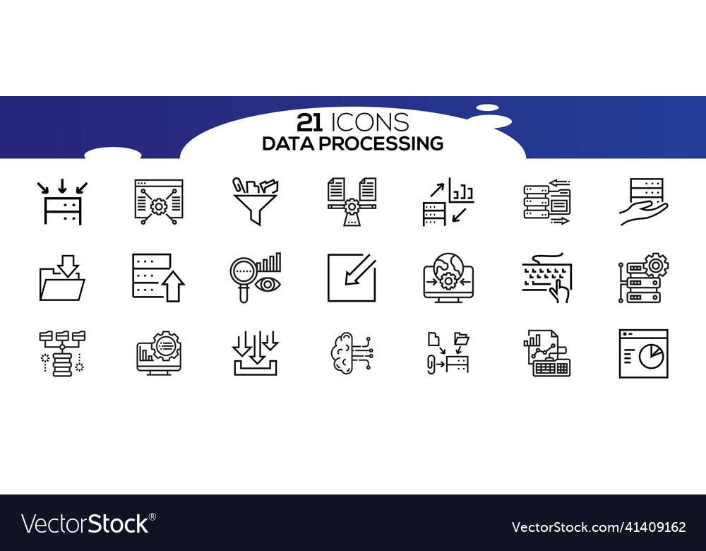Simple set of data analysis related line icons