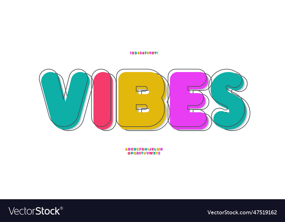 Vibes font modern colorful style Vector Image Vibes font modern colorful style