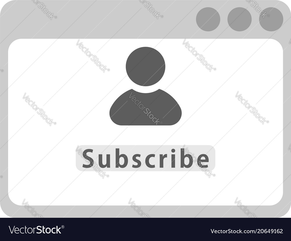 Web page with a button to subscribe profile vector image Web page with a button to subscribe profile