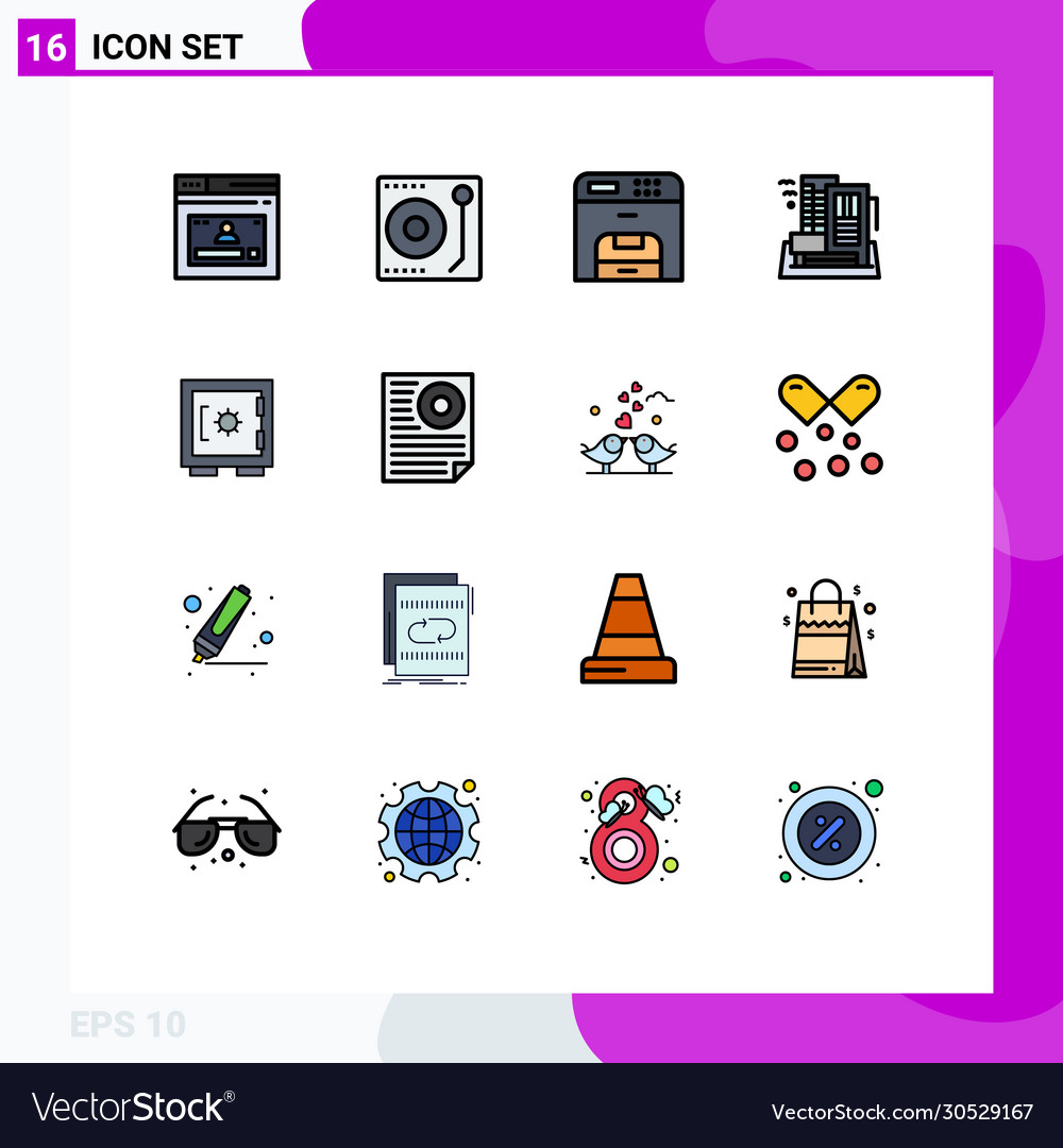 16 user interface flat color filled line pack