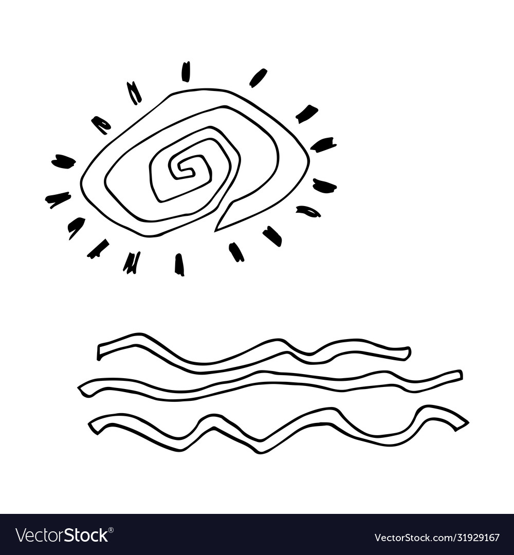 Abstrakte Sonne Meer Wellen Symbol tropische Reise Vector Image Abstrakte Sonne Meer Wellen Symbol tropische Reise