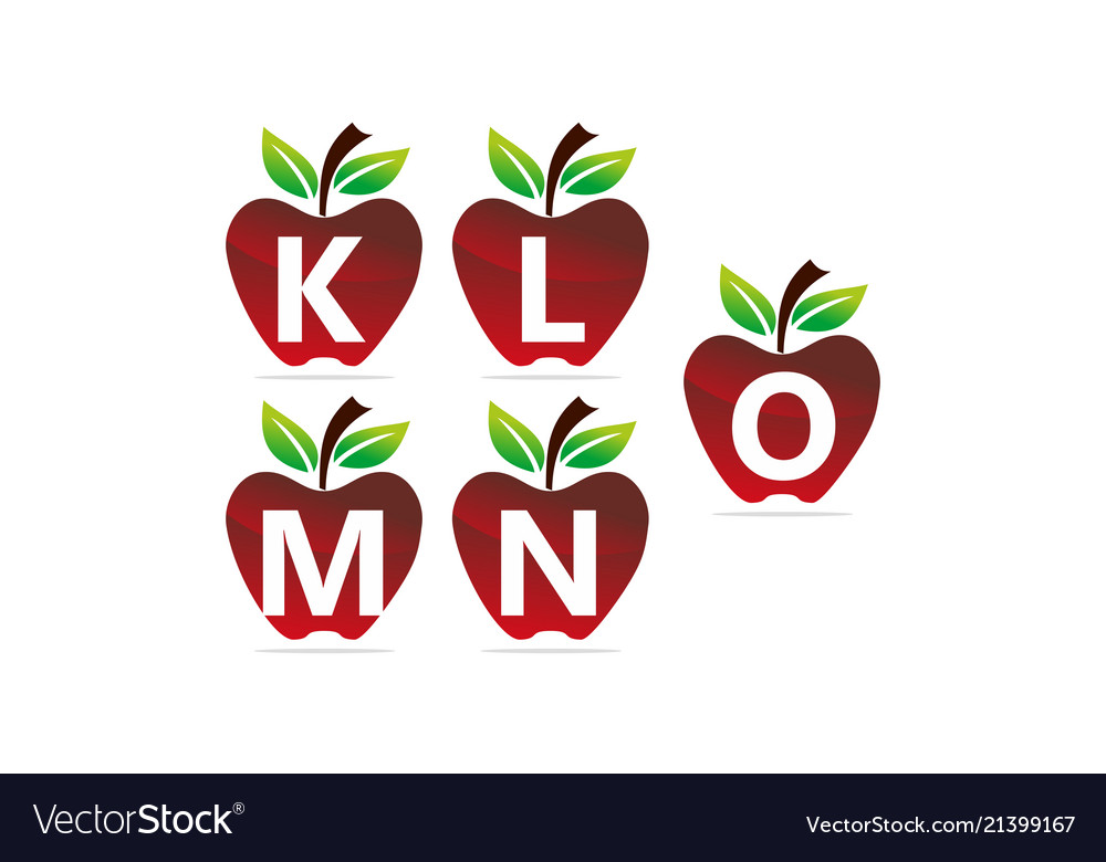 Apple initial template set vector image Apple initial template set