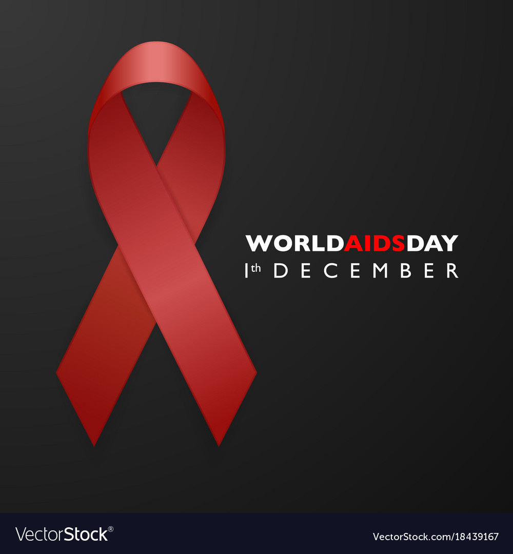 Banner with aids awareness red ribbon day Vector Image