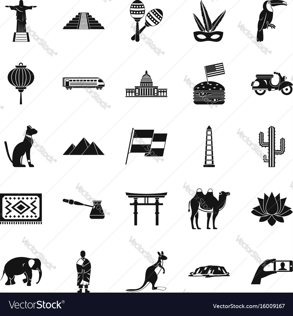 Central america icons set simple style Royalty Free Vector