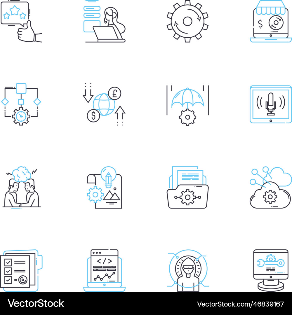 Firm structure linear icons set hierarchy Vector Image