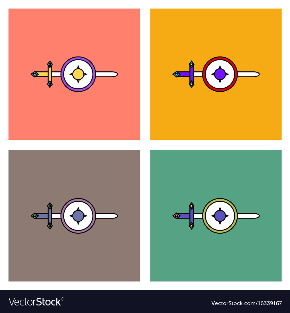Flat icon design collection sword and shield