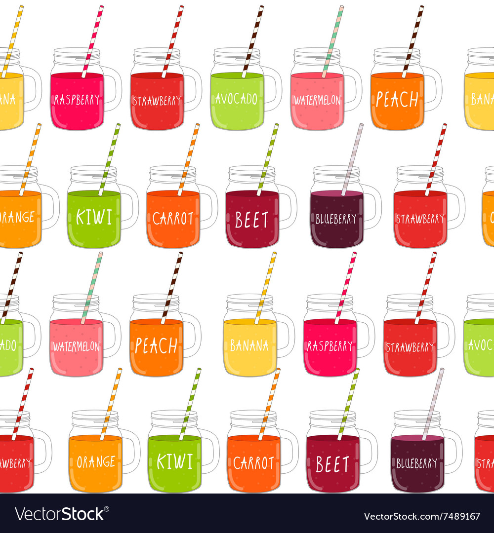 Fresh smoothie set seamless pattern background