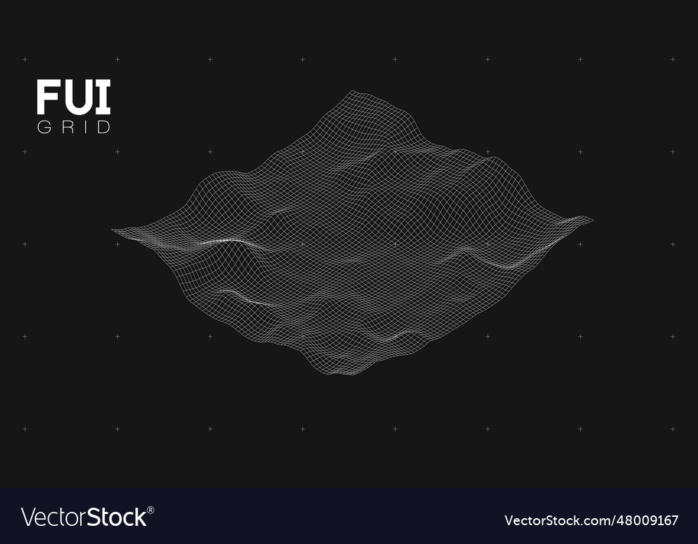 Fui gui 3d landscape scan grid abstract vector image Fui gui 3d landscape scan grid abstract