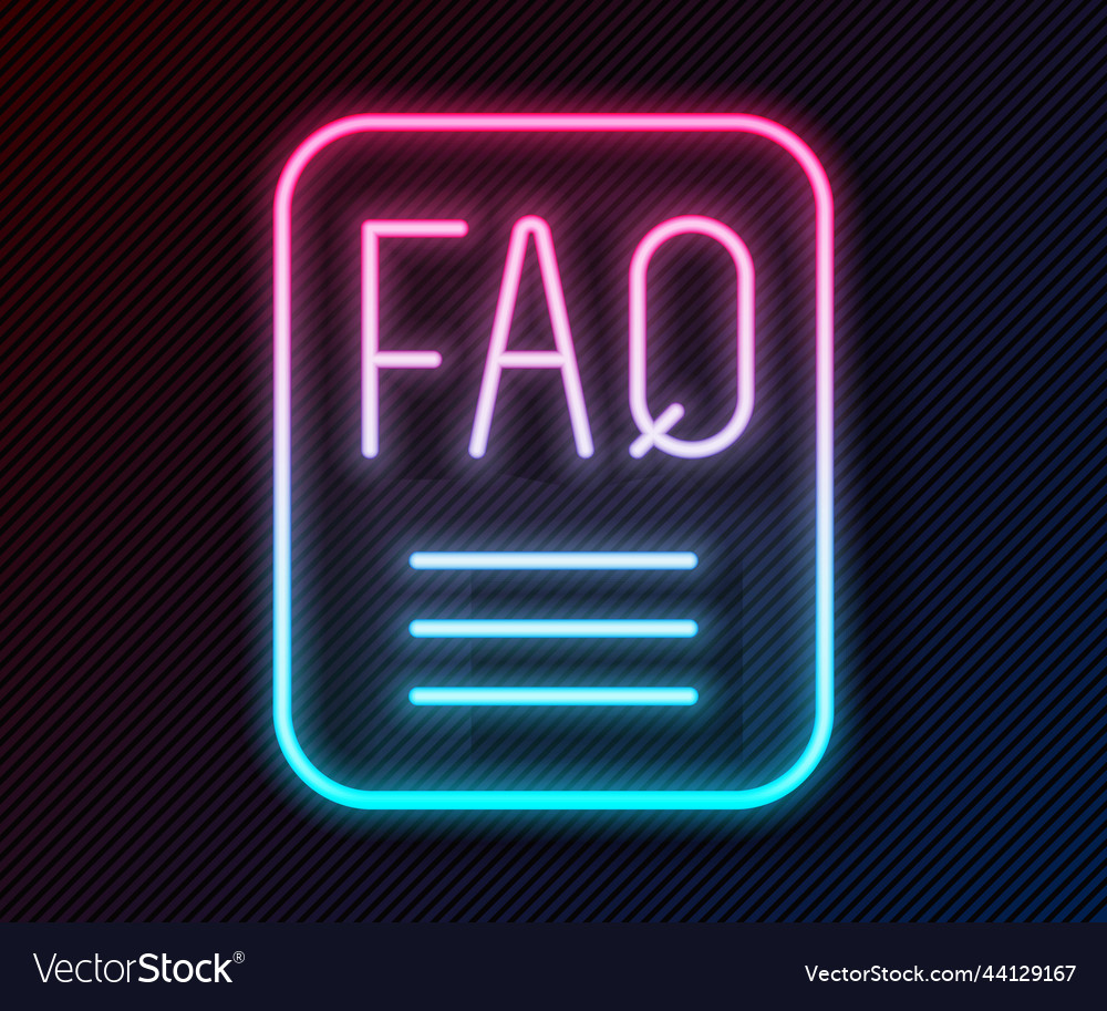 Glowing neon line speech bubble with text faq Vector Image Glowing neon line speech bubble with text faq