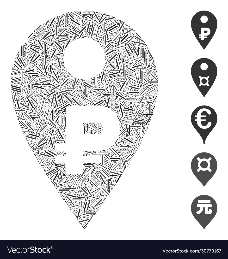 Hatch rouble map marker icon mosaic vector image Hatch rouble map marker icon mosaic