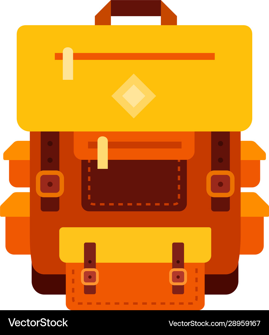 Hiking backpack flat isolated Royalty Free Vector Image