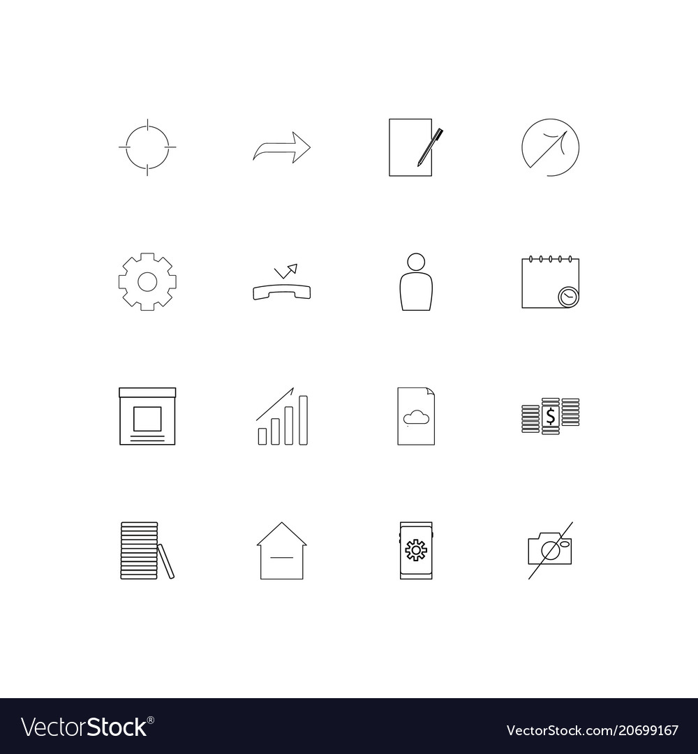 Interface simple linear icons set outlined