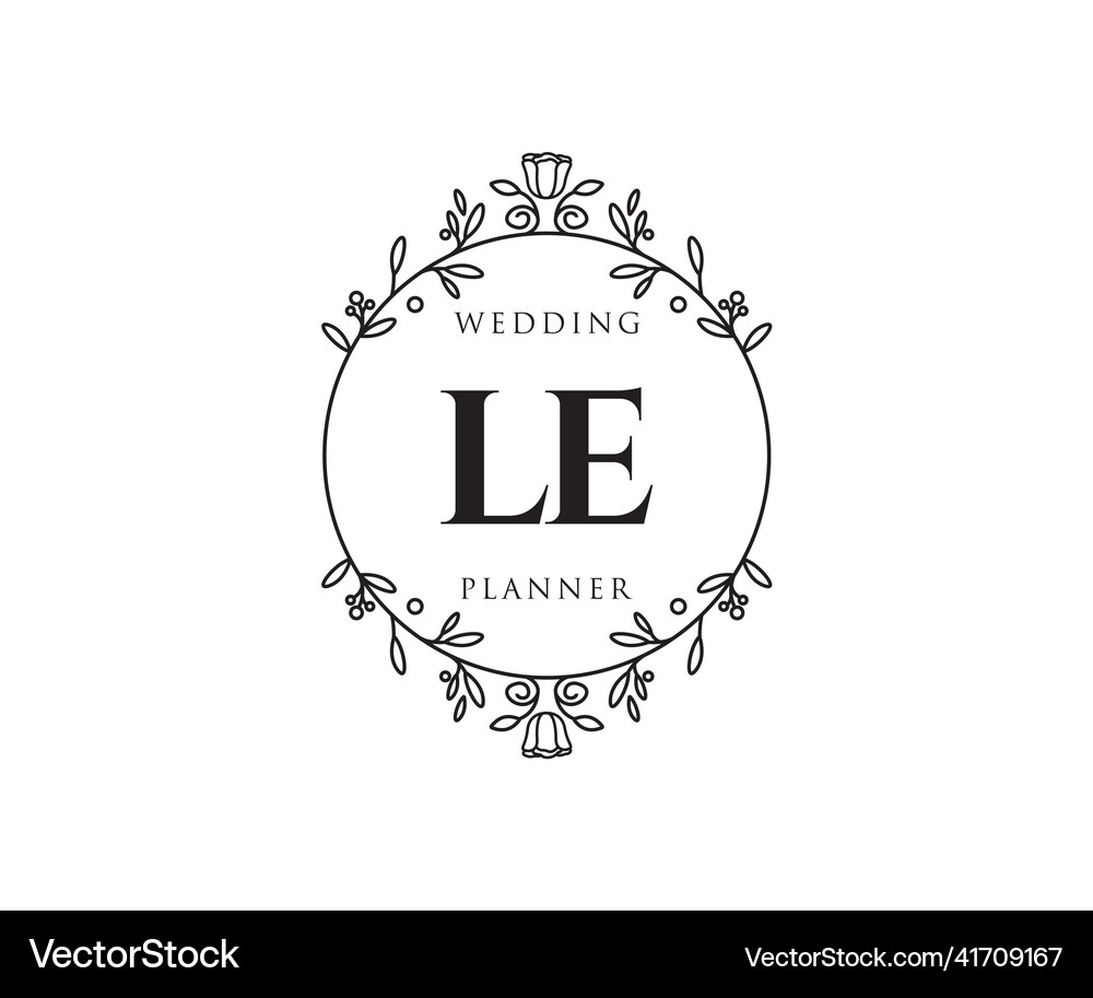 Le initials letter wedding monogram logos Vector Image