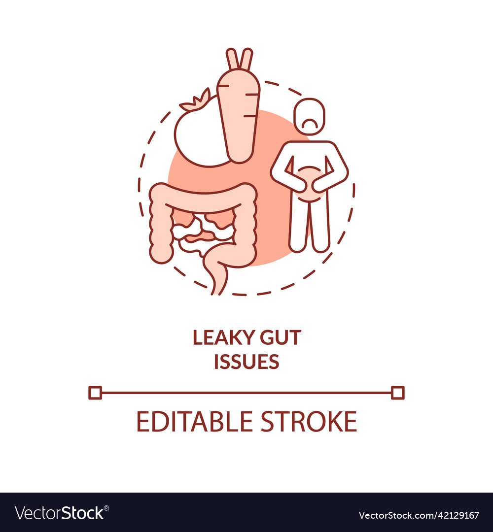 Leaky gut issues red concept icon Royalty Free Vector Image