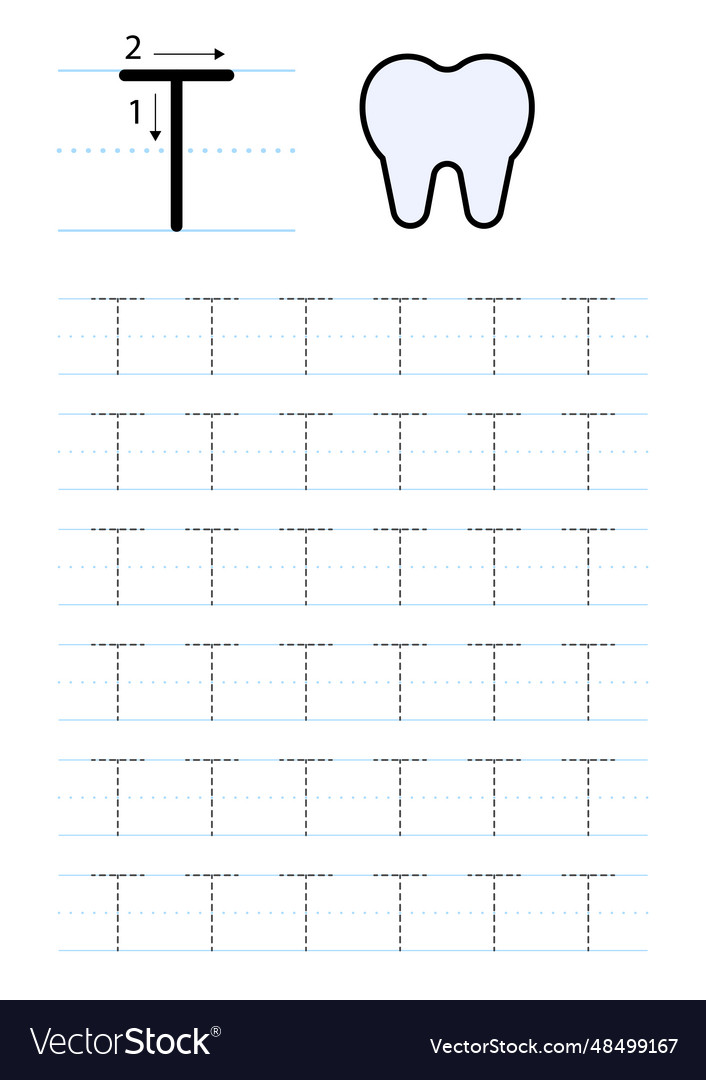 Printable letter t alphabet tracing worksheet