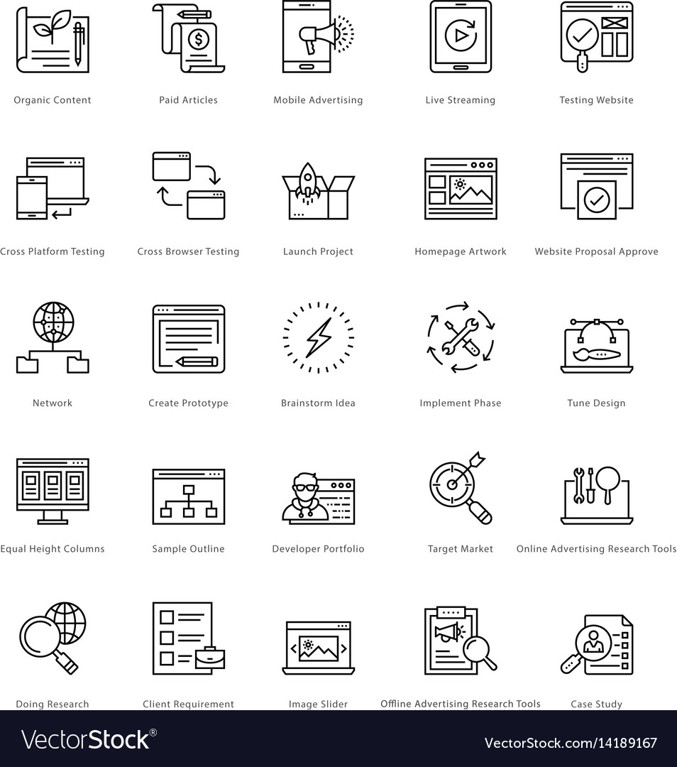 SEO & Web Optimization Line Icons