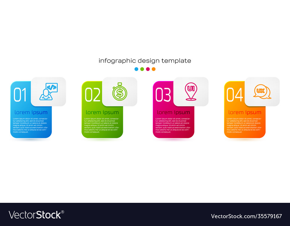 Set line front end development time is money ui vector image Set line front end development time is money ui