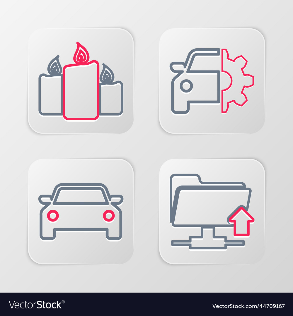 Set line ftp folder upload car service Vector Image Set line ftp folder upload car service