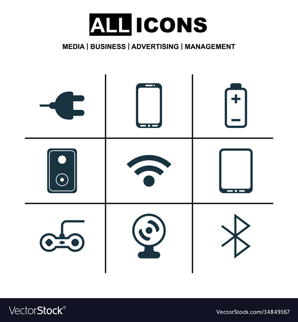 Set of 9 computer hardware icons includes web