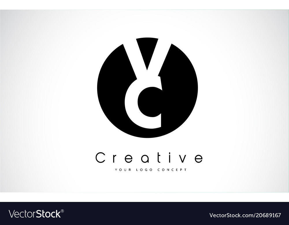 Vc letter logo design inside a black circle