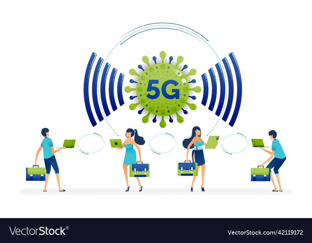 Acceleration of development 5g network due vector image Acceleration of development 5g network due