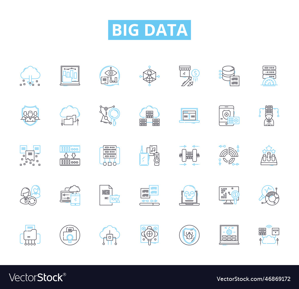 Big data linear icons set analytics insights vector image Big data linear icons set analytics insights