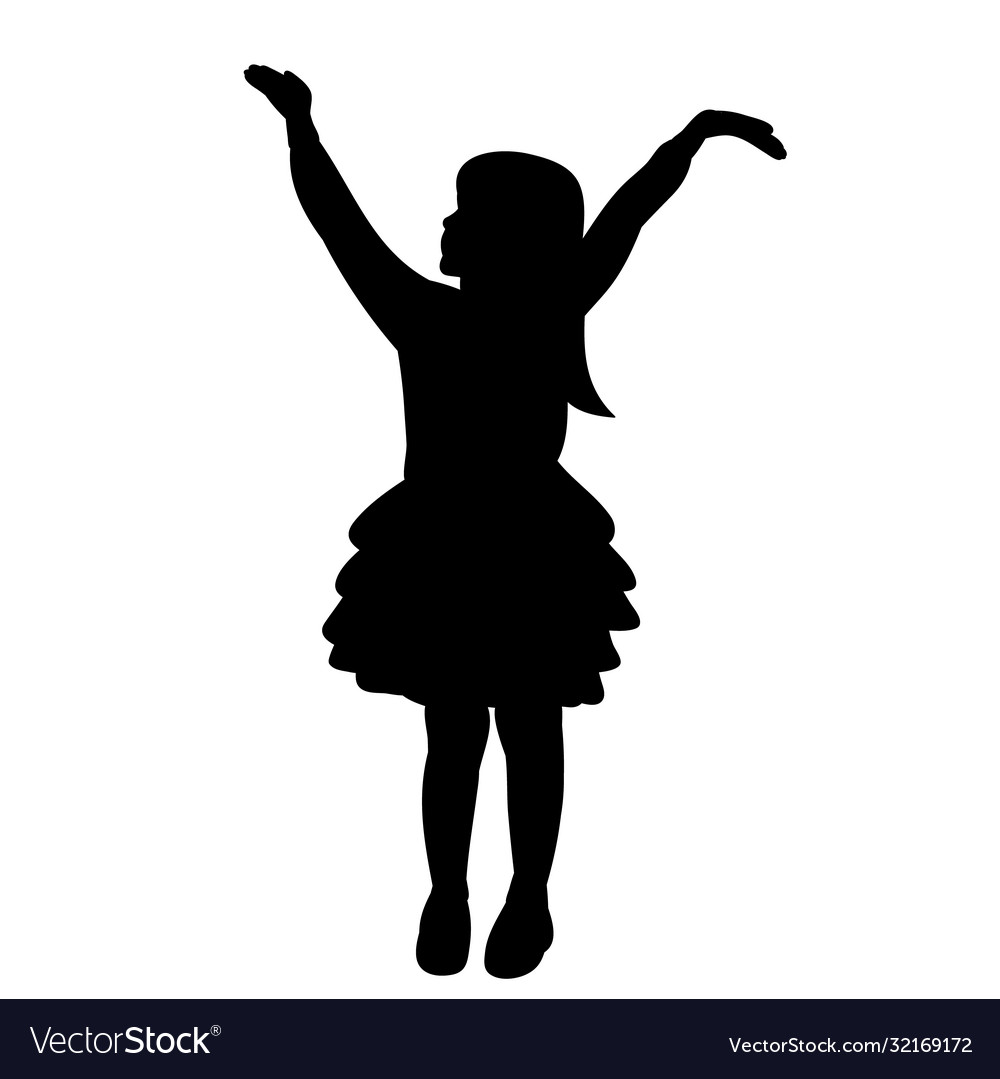 Black silhouette a child rejoices Royalty Free Vector Image