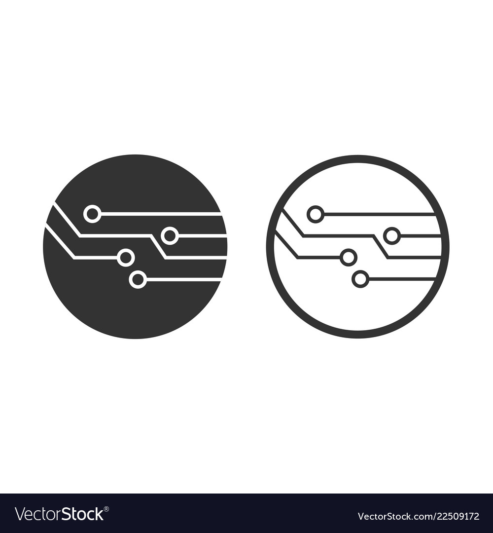 Circuit board icons in flat style scheme circles vector image Circuit board icons in flat style scheme circles