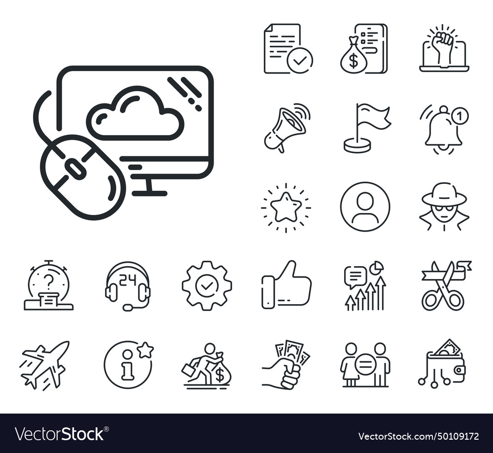 Cloud computing line icon internet data storage