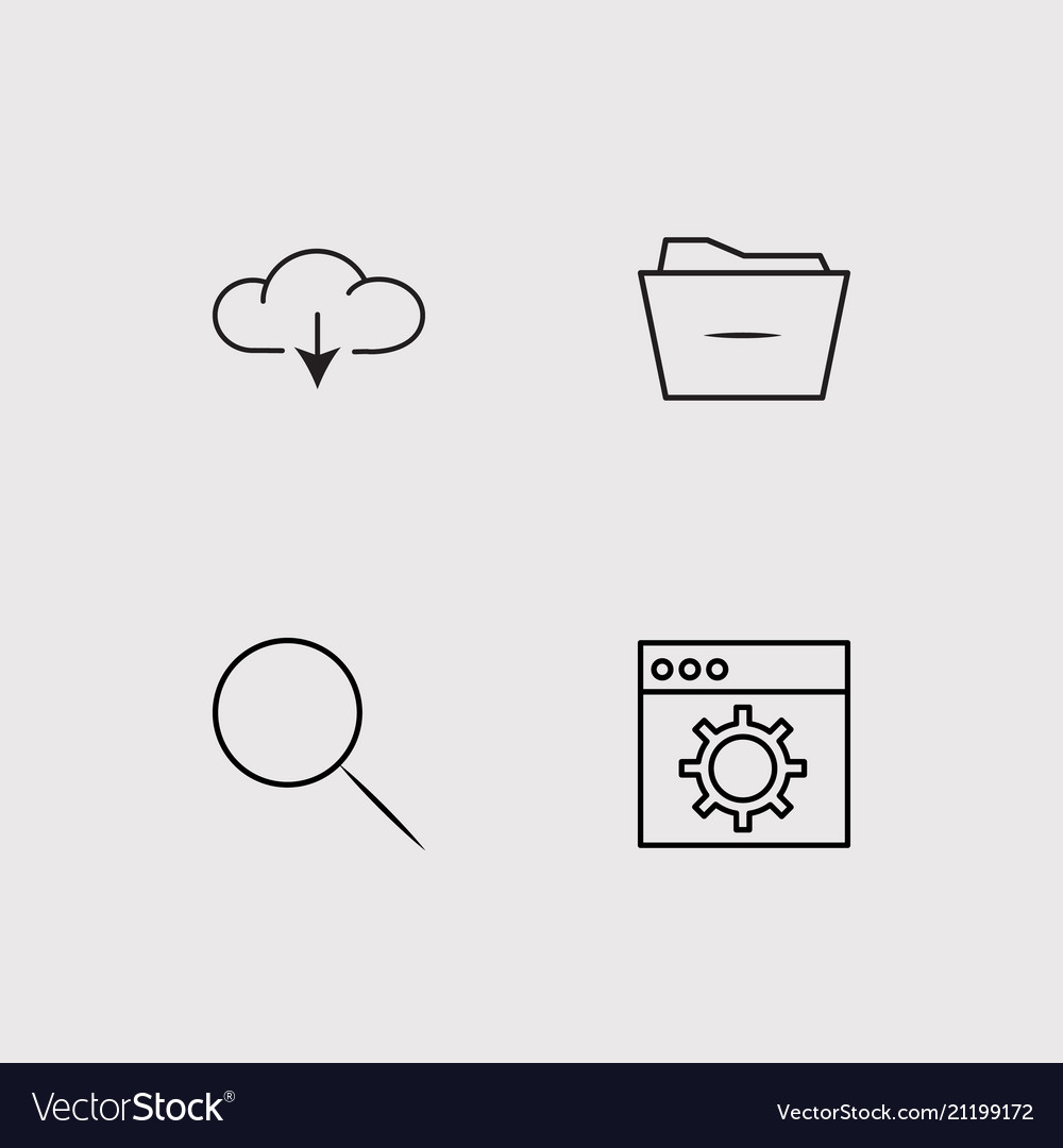 Data analytics simple linear icons set outlined