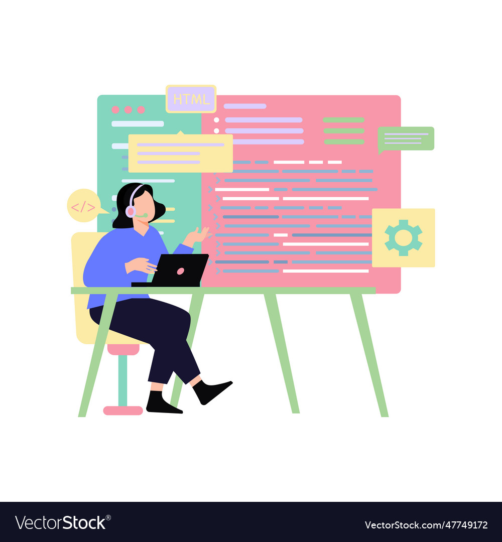 Girl is doing software programming