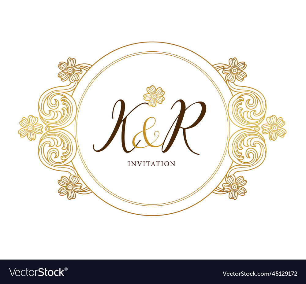 Golden elements monogram identity for design vector image Golden elements monogram identity for design