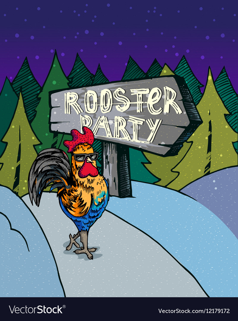 Greeting card with of roosters
