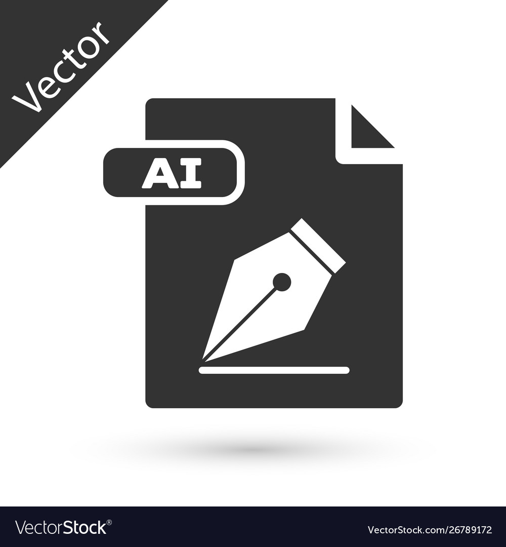 Grey ai file document download button icon Vector Image Grey ai file document download button icon