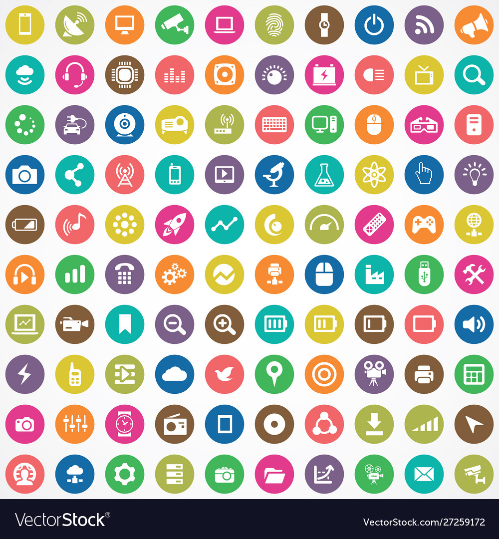 Hi-tech 100 icons universal set for web and ui Vector Image