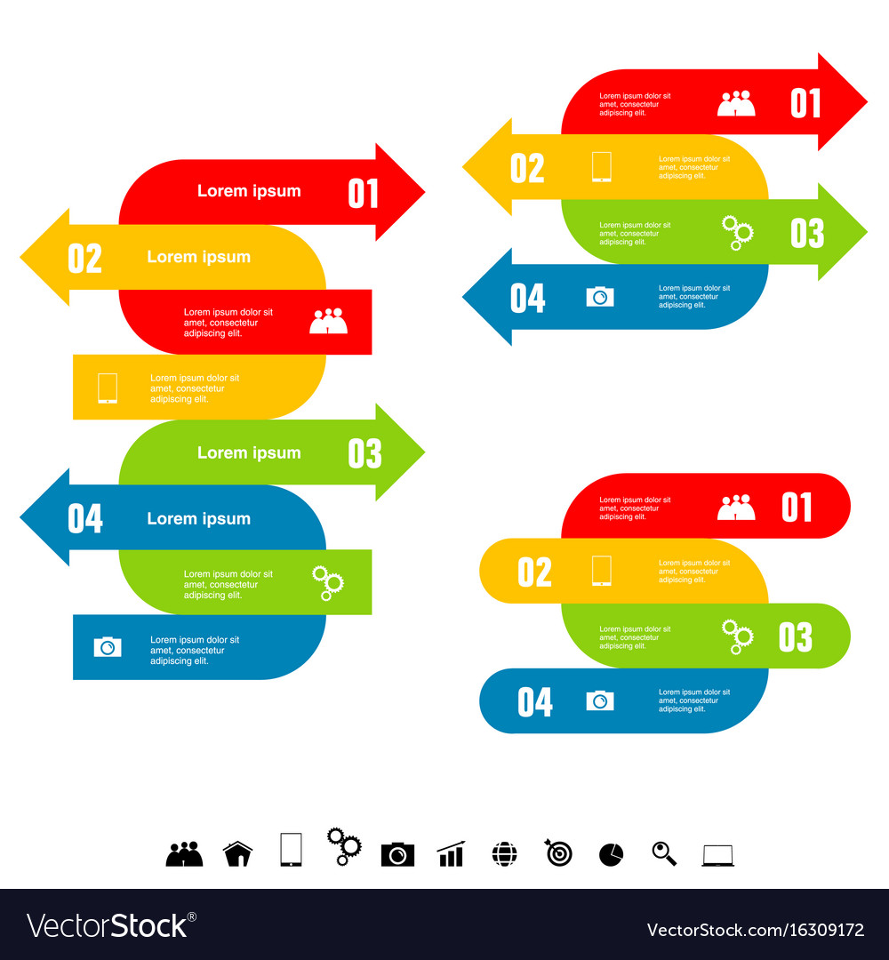 Infographic set with arrow color