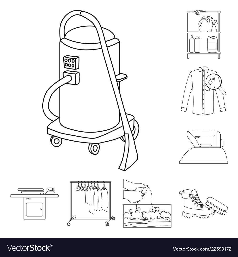 Isolated object of laundry and clean symbol set