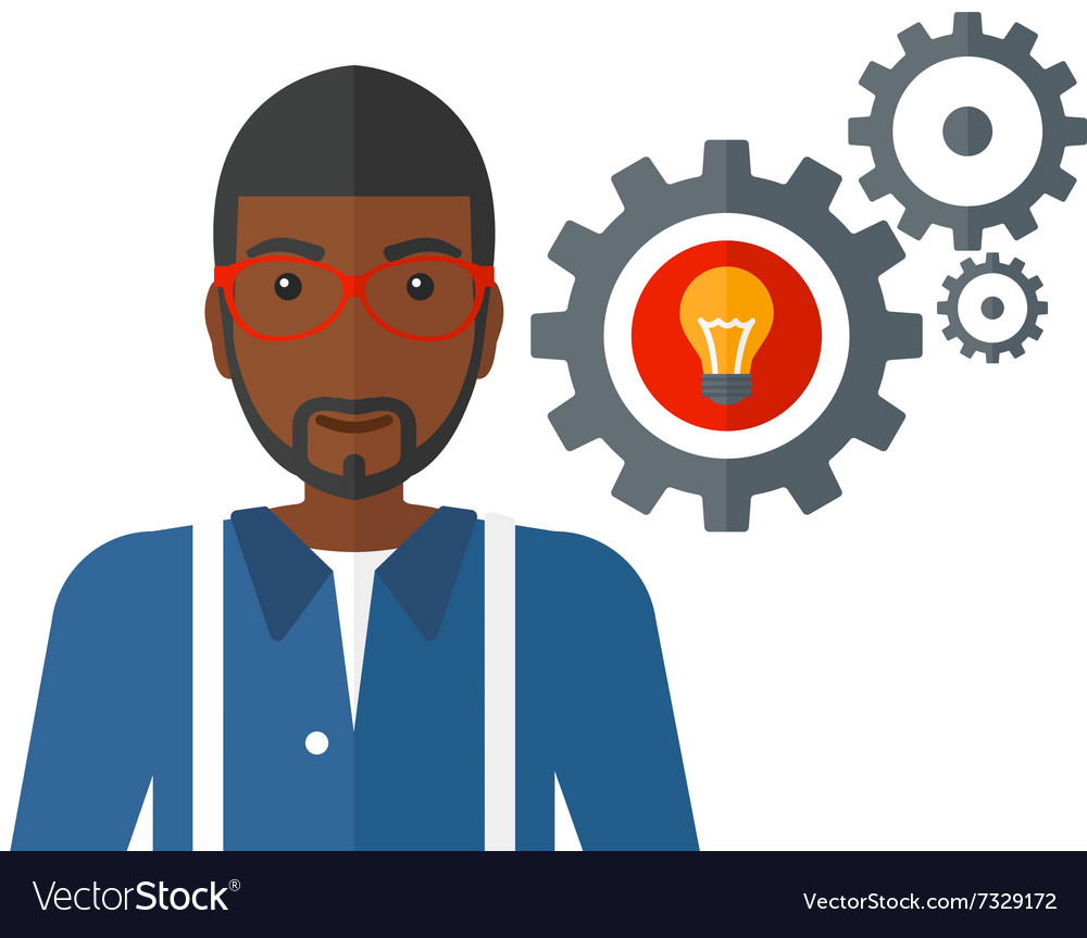 Man with bulb and gears