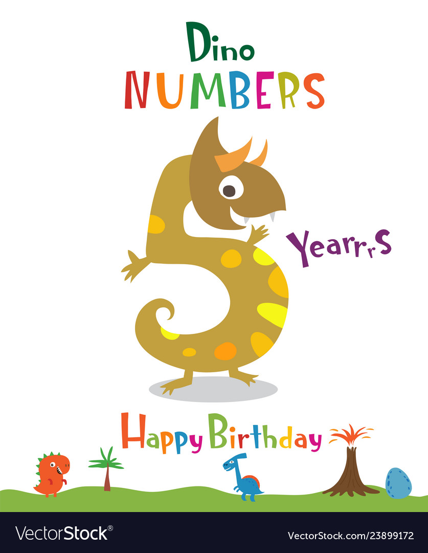 Number 5 in form a dinosaur Royalty Free Vector Image