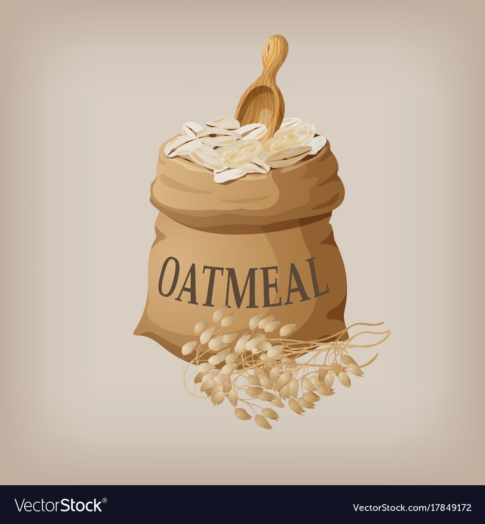 Oatmeal Flakes In Bag Royalty Free Vector Image