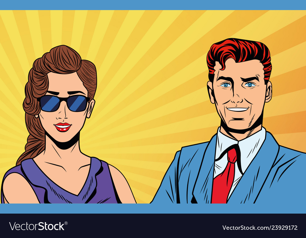 Pop art business couple Royalty Free Vector Image