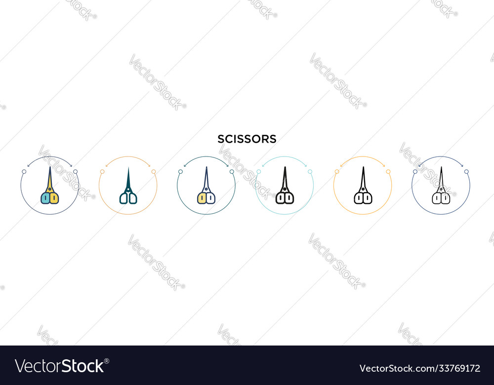 Scissors icon in filled thin line outline vector image Scissors icon in filled thin line outline