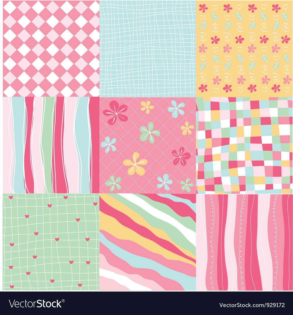 Seamless Patterns With Fabric Texture Royalty Free Vector