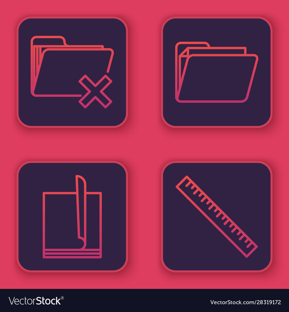 Set line delete folder file document vector image Set line delete folder file document