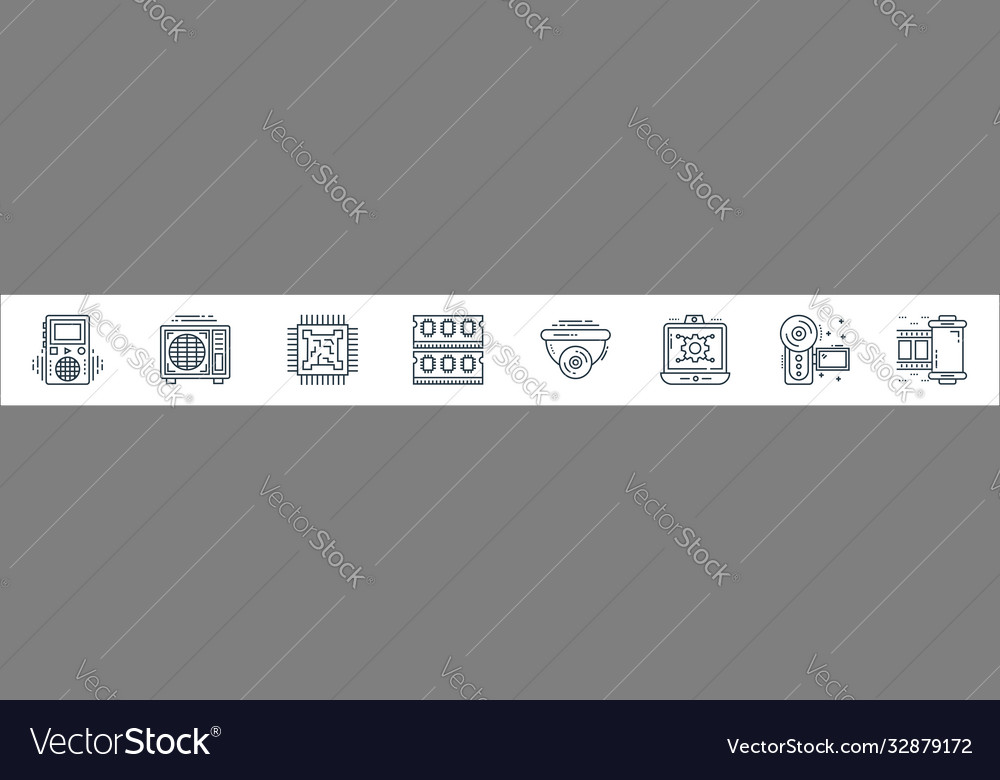 Technology devices line icons linear set quality vector image Technology devices line icons linear set quality